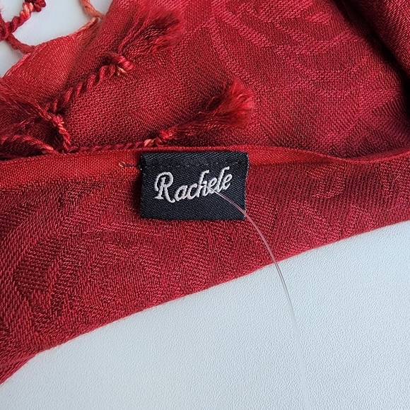 Rachele Burgundy Orange Ombré Scarf Fringe Viscose Soft 77"×28" - Picture 7 of 12